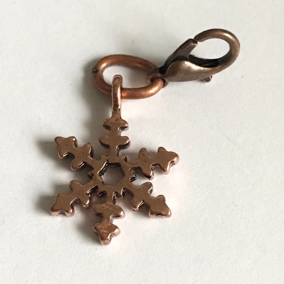 Snowflake Charm for Bracelet Zipper Pull Backpack Purse Charm Copper Tone - Picture 11 of 11